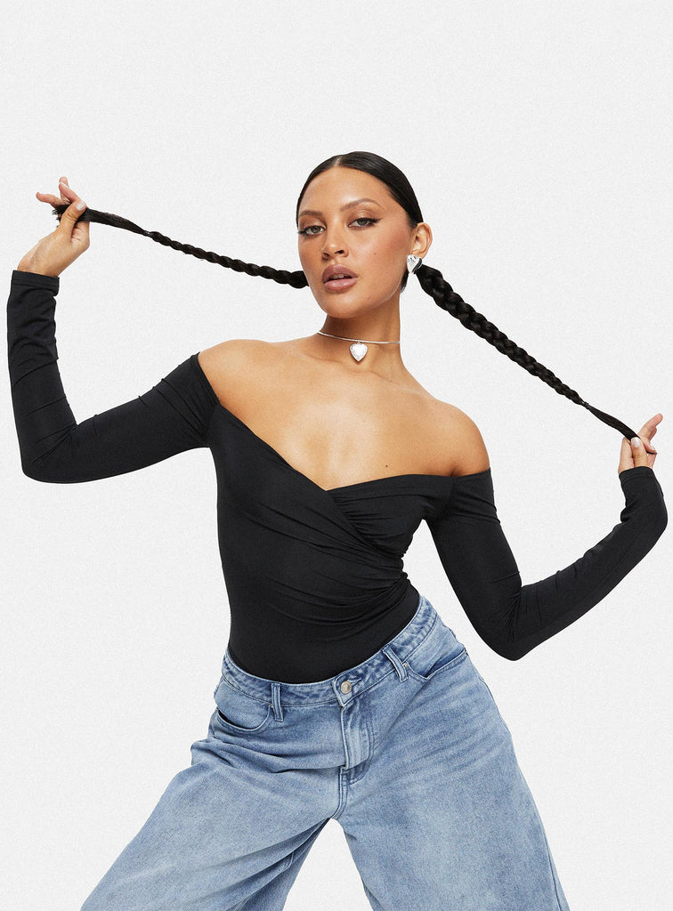 ASOS Long Sleeve Backless Bodysuit in Black