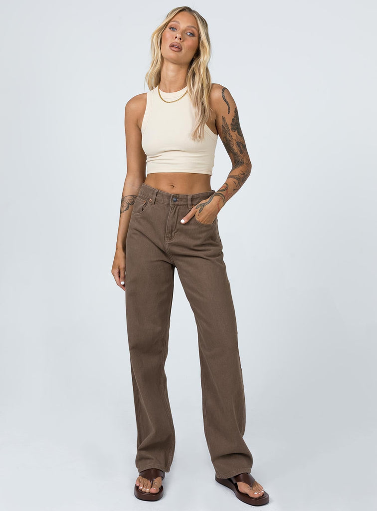 Rich Brown Flared Leg Jeans