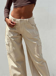 product Princess Polly Mid Rise  Adrianne Wide Leg Cargo Jeans Stone