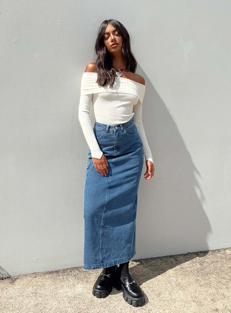 product Harben Denim Maxi Skirt Princess Polly  Maxi 