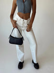 Front view of model wearing  front Princess Polly High Waisted  Shanelle Straight Leg Jean White