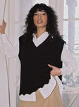 side view of model wearing Princess Polly Antonia Sweater Vest Black Cropped 