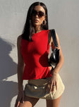 product Princess Polly Sleeveless Asymmetric Neckline  Uzo Top Red Low Impact