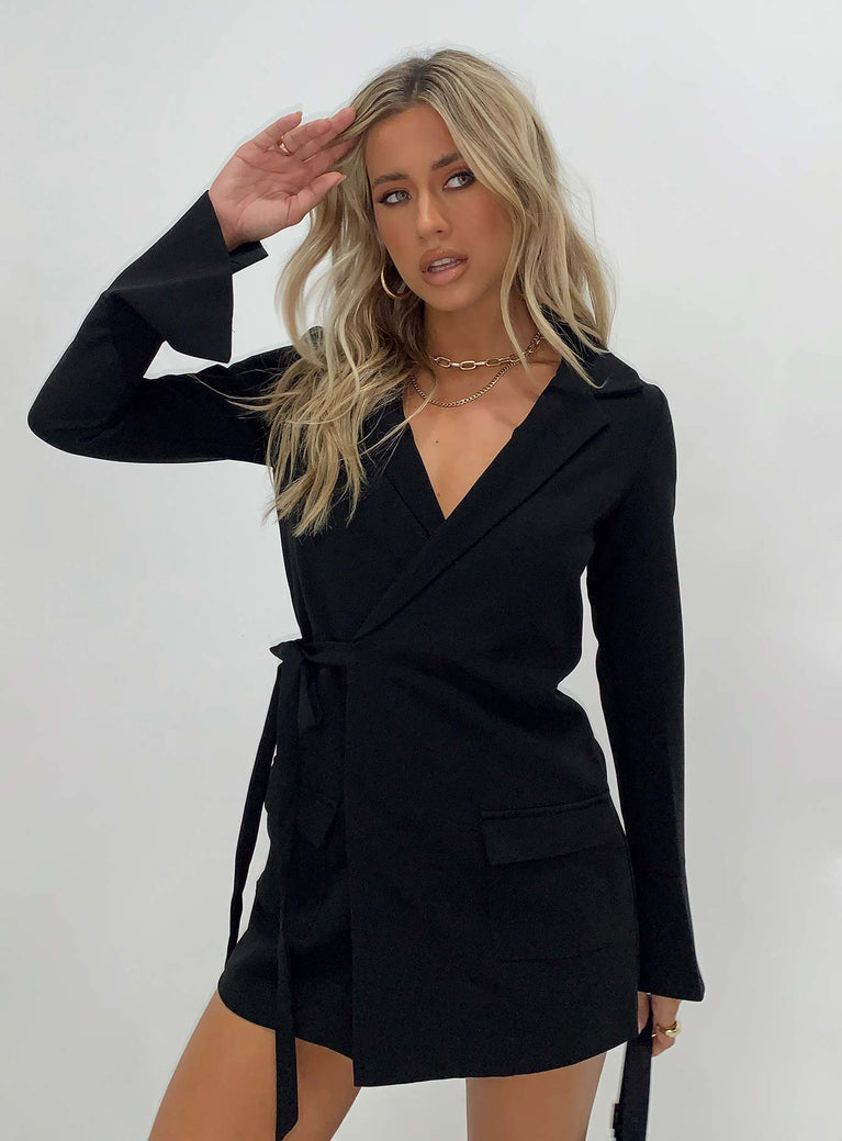 product Princess Polly V-Neck  Kyah Wrap Blazer Dress Black