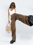 product Princess Polly High Waisted Pants  Fallout Mid Rise Cargo Pants Brown