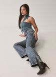 product Princess Polly High Waisted  Brunell Asymmetrical Waistband Jeans Mid Wash