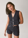 product Princess Polly Sleeveless High Neck  Rathlyn Pinstripe Vest Dark Denim