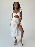   front view of model wearing Princess Polly Mabel Midi Skirt White Floral Midi Skirts 