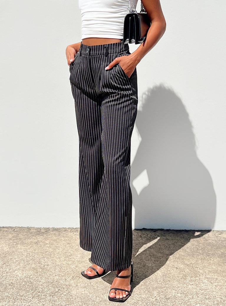 product Princess Polly High Waisted Pants  Archer Pants Pinstripe Black