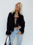 Jacket Faux suede material Faux fur detail Twin hip pockets