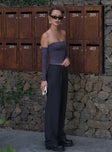 Front view of model wearing  front Princess Polly High Waisted Pants  Titius Pant Navy