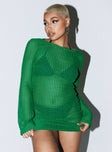 Front view of model wearing  front Princess Polly Boat Neck  Dianne Dress Green