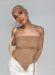 product Princess Polly Sleeveless Asymmetric Neckline  Morello Strapless Top Beige