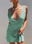 product Princess Polly High Neck  Nellie Mini Dress Green Polka Dot