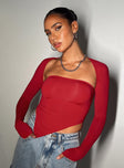 product Princess Polly Full Sleeves Asymmetric Neckline  Koslo Bolero Top Red