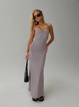 front view of model wearing Princess Polly Arabellia Maxi Dress Grey V-Neck 