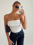 Front view of model wearing  front Princess Polly Sleeveless Square Neck  Makena Strapless Bodysuit White Low Impact