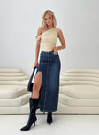 product Saige Denim Maxi Skirt Mid Wash Princess Polly  Midi Skirts 