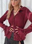 product Princess Polly Full Sleeves V-Neck  Ravil Shirt Wine