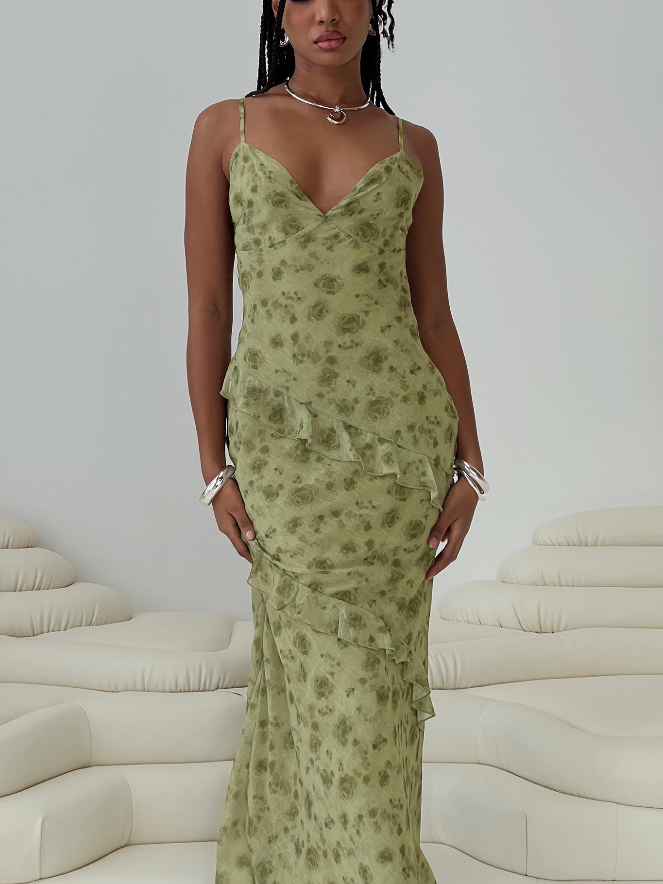 Shop Formal Dress - Teffoli Maxi Dress Green fourth image