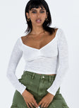 Front view of model wearing  front Princess Polly Full Sleeves V-Neck  Zelda Off The Shoulder Top Ivory