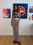 Front view of model wearing  front Harriette Maxi Skirt Slate Grey Princess Polly  Maxi 