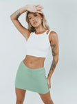   front view of model wearing Princess Polly Courtney Low Waist Mini Skirt Green Mini Skirts 