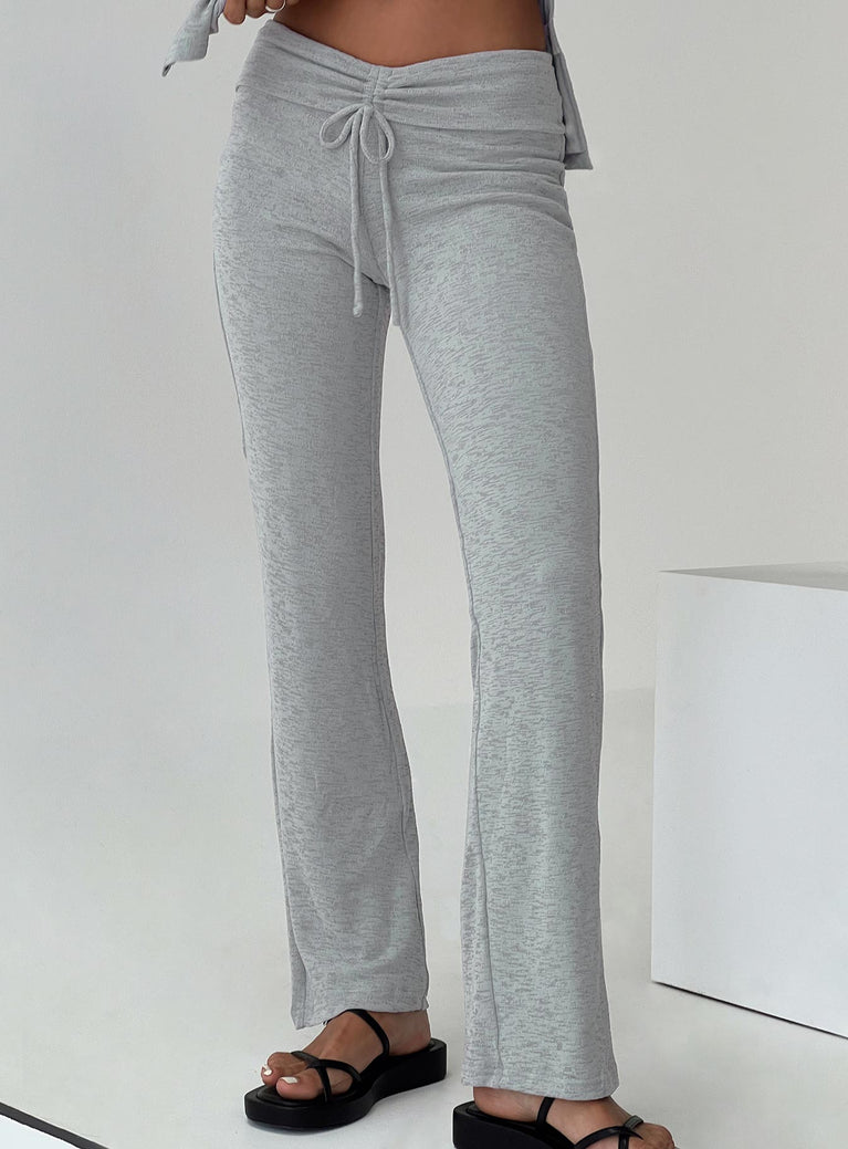 side view of model wearing Princess Polly Laurenita Pants Grey Mid Rise 