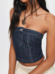 product Princess Polly Sleeveless Square Neck  Grier Strapless Denim Top Indigo