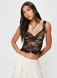 product Princess Polly Sleeveless Square Neck  Burano Lace Top Black