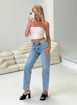 product Princess Polly High Waisted  Holly Asymmetric Straight Leg Jean Light Wash Tall