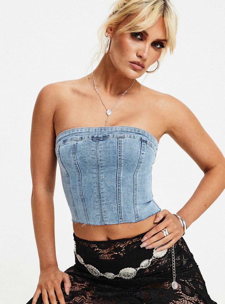 product Princess Polly Sleeveless Square Neck  Houser Top Denim