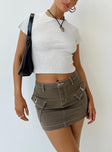 Front view of model wearing  front Travers Cargo Skirt Green Princess Polly  Mini Skirts 