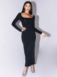 Front view of model wearing  front Princess Polly High Neck  Lyla Maxi Dress Black