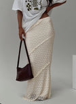 back view of model wearing Princess Polly Incandescent Maxi Skirt Cream Maxi 