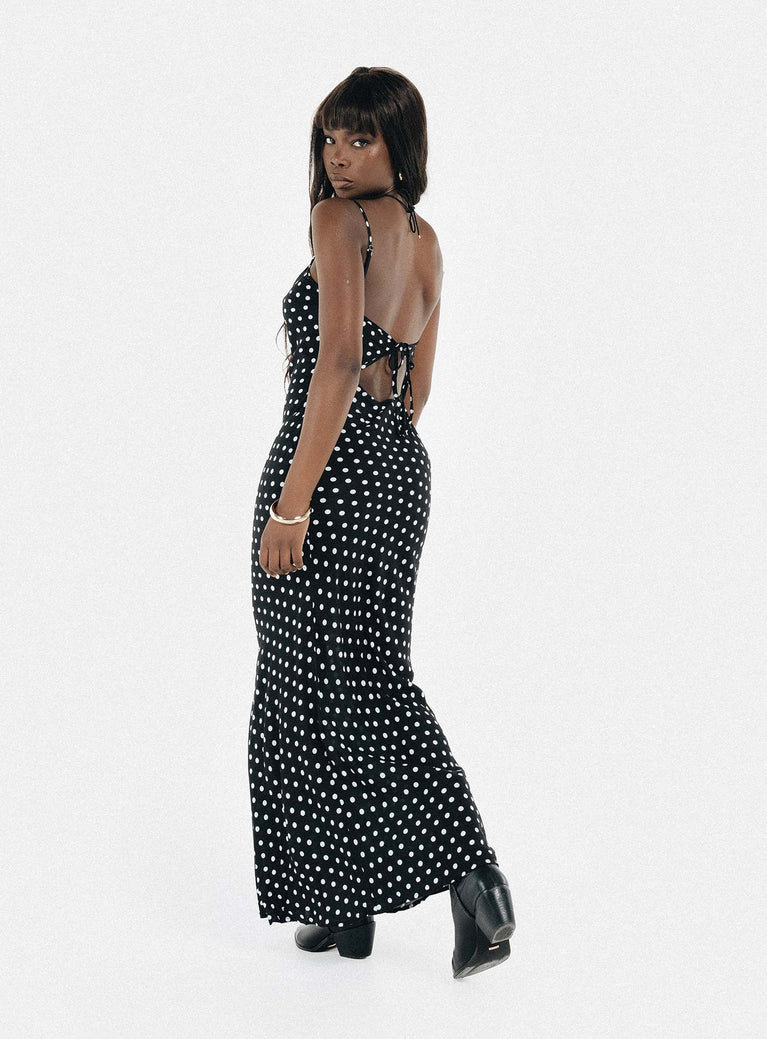 product Princess Polly Crew Neck  Luncheon Maxi Dress Black Polka Dot