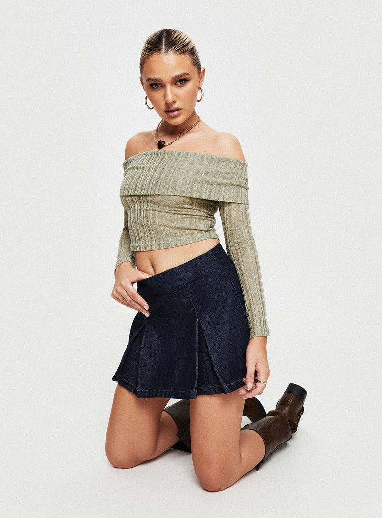 product Sawan Pleated Denim Mini Skirt Dark Wash Princess Polly  Mini Skirts Mini Skirts 