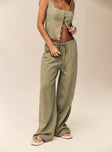 Olive Linen pants Relaxed fit, elasticated drawstring waist