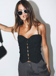 product Princess Polly Sleeveless Sweetheart  Archette Corset Vest Black Pinstripe