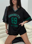 front view of model wearing Princess Polly Michail Jersey Mini Dress Green V-Neck 