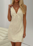 Faithfully Embroidered Mini Dress Beige