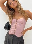 product Princess Polly Full Sleeves Boat Neck  Archette Corset Vest Pink