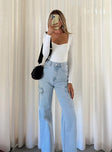 product Princess Polly Mid Rise  Pimaga Wide Leg Cargo Jeans Light Wash Denim