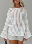 front view of model wearing Princess Polly Ambra Sweater White Long 