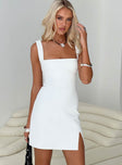 front view of model wearing Princess Polly Bombshell Mini Dress White Square Neck 