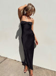 Front view of model wearing  front Princess Polly Square Neck  Zeller Maxi Dress Black