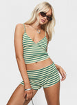 product Miztaray Shorts Green / Cream Stripe Princess Polly High Waisted Shorts 