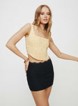 Front view of model wearing  front Delfina Mini Skirt Black Princess Polly  Mini Skirts 