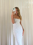 Front view of model wearing  front Princess Polly High Neck  Oscar Maxi Dress White Floral