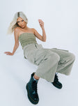 front view of model wearing Princess Polly The Stevie Cargo Pants Khaki 